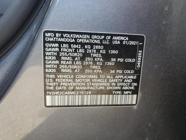 1V2HE2CA6MC215129 - 2021 VOLKSWAGEN ATLAS CROS SE GRAY photo 13