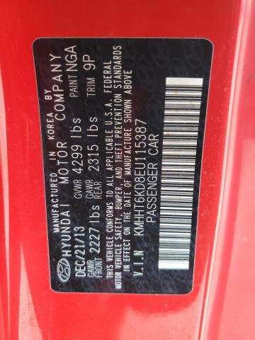 KMHHT6KD8EU115387 - 2014 HYUNDAI GENESIS CO 2.0T RED photo 13