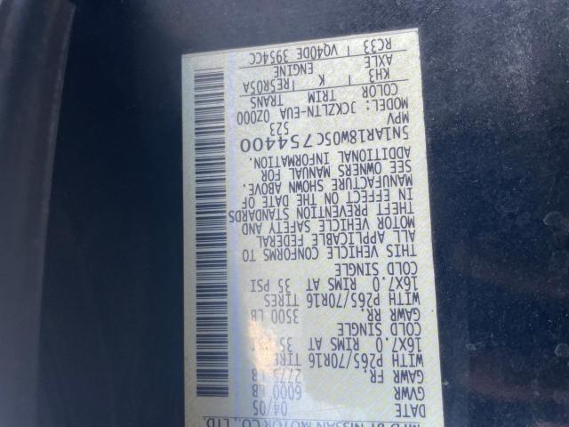 5N1AR18W05C754400 - 2005 NISSAN PATHFINDER LE BLACK photo 10