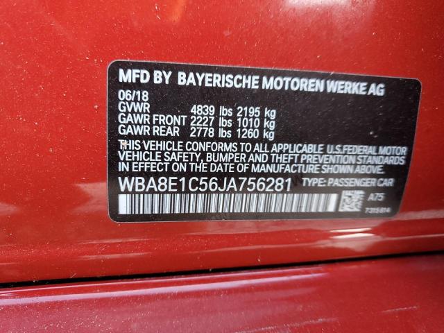 WBA8E1C56JA756281 - 2018 BMW 330E RED photo 12