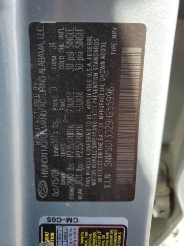 5NMSG13D29H255996 - 2009 HYUNDAI SANTA FE GLS GRAY photo 12