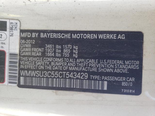 WMWSU3C55CT543429 - 2012 MINI COOPER BEIGE photo 12
