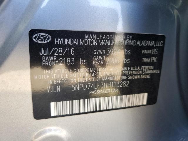 5NPD74LF3HH113282 - 2017 HYUNDAI ELANTRA SE SILVER photo 12