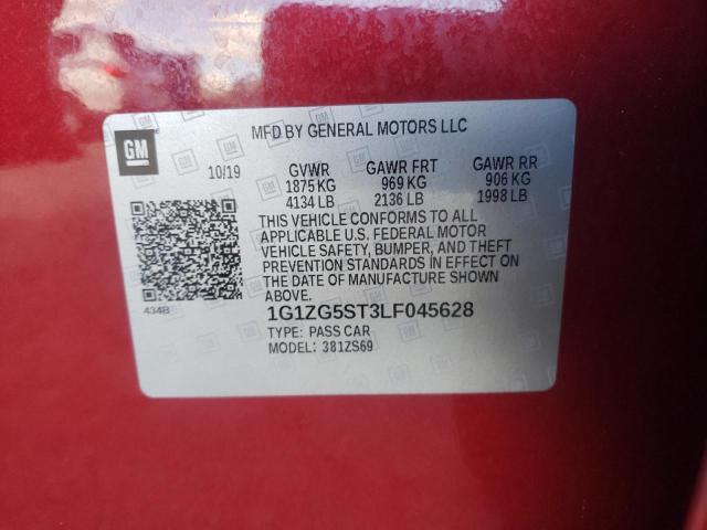 1G1ZG5ST3LF045628 - 2020 CHEVROLET MALIBU RS RED photo 12