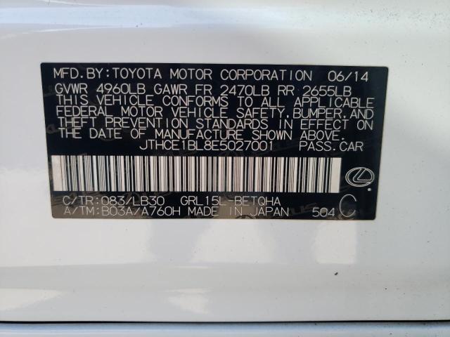 JTHCE1BL8E5027001 - 2014 LEXUS GS 350 WHITE photo 12