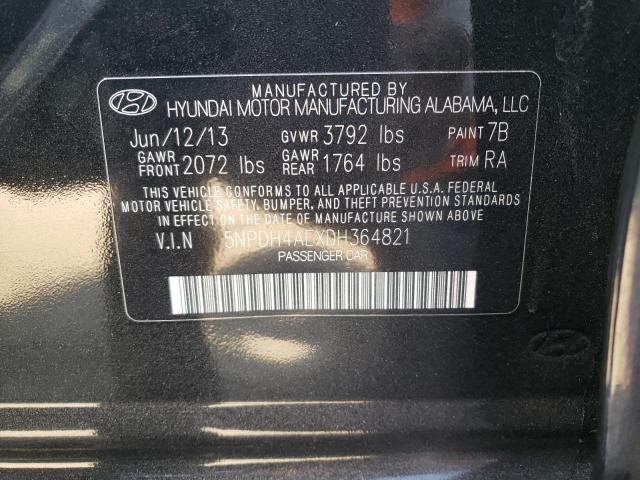 5NPDH4AEXDH364821 - 2013 HYUNDAI ELANTRA GLS BLACK photo 12