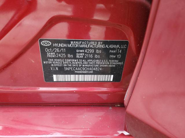 5NPEC4AC9CH404824 - 2012 HYUNDAI SONATA SE MAROON photo 12