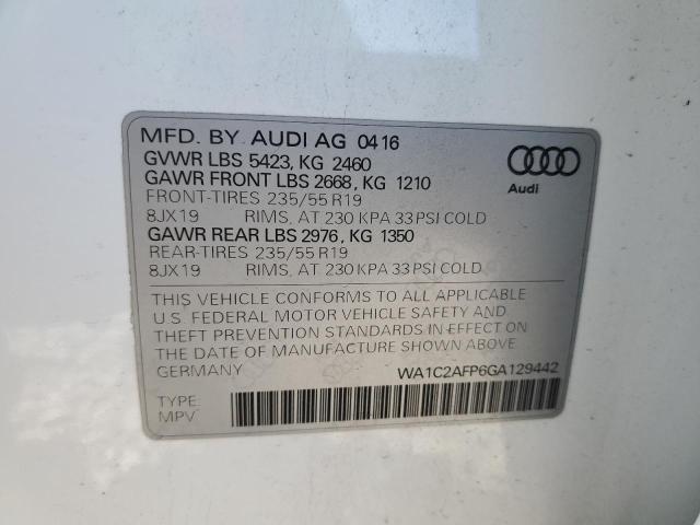 WA1C2AFP6GA129442 - 2016 AUDI Q5 PREMIUM WHITE photo 13