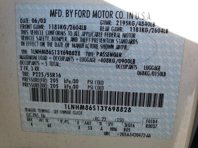 1LNHM86S13Y698828 - 2003 LINCOLN LS 白色 照片 12