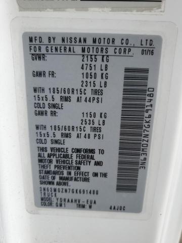 3N63M0ZN7GK691480 - 2016 CHEVROLET CITY EXPRE LT 白色 照片 13