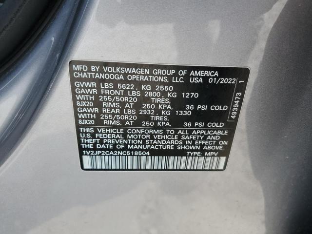 1V2JP2CA2NC518504 - 2022 VOLKSWAGEN ATLAS SE Сріблястий фото 13