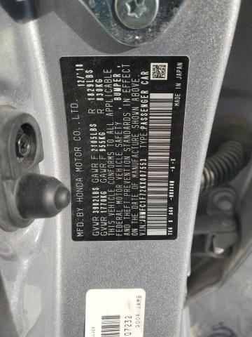 JHMFC1F72KX007553 - 2019 HONDA CIVIC EXL SILVER photo 12