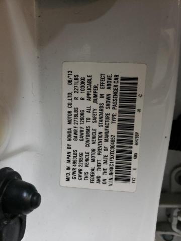 JH4KC1F5XEC004652 - 2014 ACURA RLX TECH WHITE photo 12