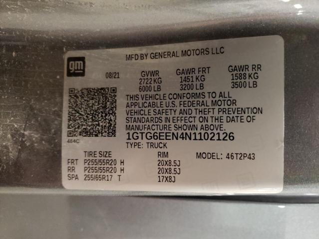 1GTG6EEN4N1102126 - 2022 GMC CANYON DENALI GRAY photo 12