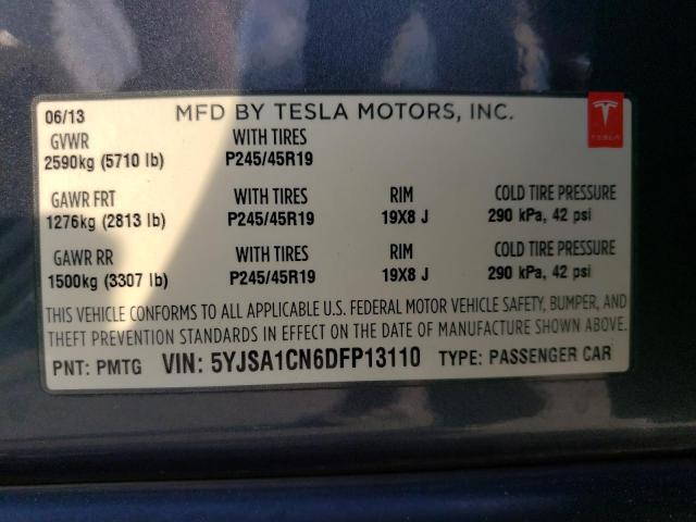 5YJSA1CN6DFP13110 - 2013 TESLA MODEL S GRAY photo 13