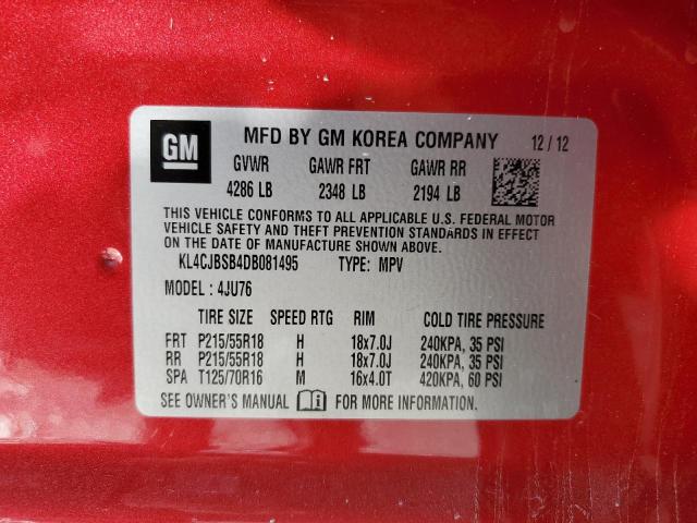 KL4CJBSB4DB081495 - 2013 BUICK ENCORE CONVENIENCE მუქწითელი ფოტო 14