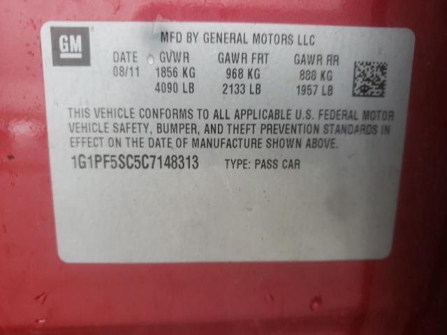 1G1PF5SC5C7148313 - 2012 CHEVROLET CRUZE LT RED photo 12