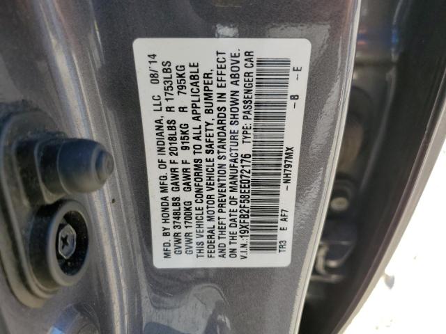 19XFB2F58EE072176 - 2014 HONDA CIVIC LX GRAY photo 12