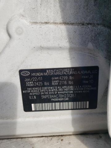 5NPEB4AC7BH231287 - 2011 HYUNDAI SONATA GLS WHITE photo 13