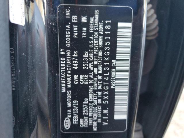 5XXGT4L31KG351181 - 2019 KIA OPTIMA LX BLACK photo 13