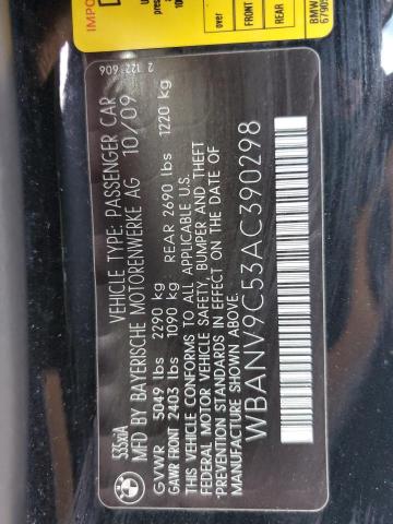 WBANV9C53AC390298 - 2010 BMW 535 XI BLACK photo 12