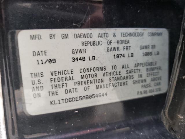 KL1TD6DE5AB054644 - 2010 CHEVROLET AVEO LS 黑色 照片 12