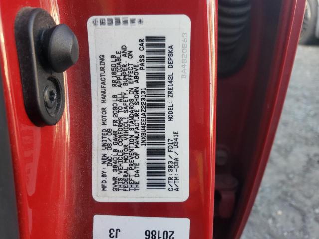 1NXBU4EE1AZ223131 - 2010 TOYOTA COROLLA BASE RED photo 12