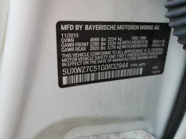 5UXWZ7C51G0R32944 - 2016 BMW X3 SDRIVE28I WHITE photo 13