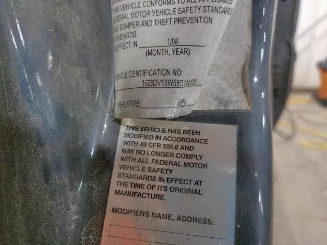 1GBDV13W58D140580 - 2008 CHEVROLET UPLANDER INCOMPLETE ნაცრისფერი ფოტო 12