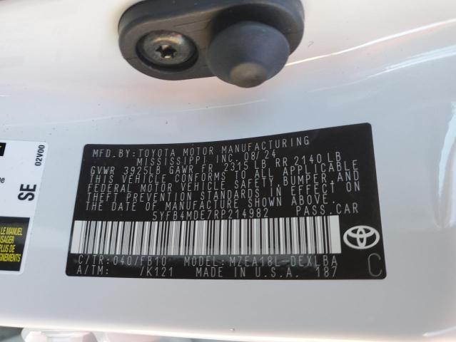 5YFB4MDE7RP214982 - 2024 TOYOTA COROLLA LE WHITE photo 12