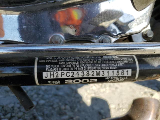 JH2PC21382M311561 - 2002 HONDA VT600 CD BURGUNDY photo 10