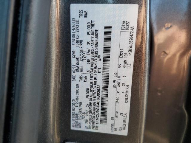 1FMCU9GX4EUB03622 - 2014 FORD ESCAPE SE GRAY photo 13