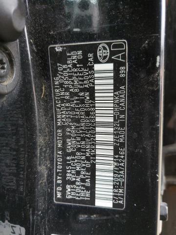 2T1KR32E07C666817 - 2007 TOYOTA COROLLA MA XR BLACK photo 13