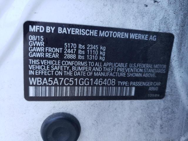 WBA5A7C51GG146408 - 2016 BMW 528 XI WHITE photo 12