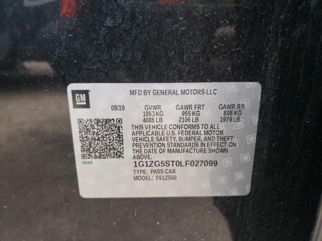 1G1ZG5ST0LF027099 - 2020 CHEVROLET MALIBU RS 黑色 照片 12