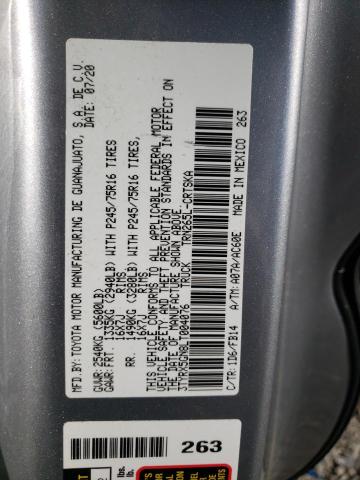 3TYRX5GN8LT004076 - 2020 TOYOTA TACOMA ACCESS CAB ვერცხლისფერი ფოტო 12