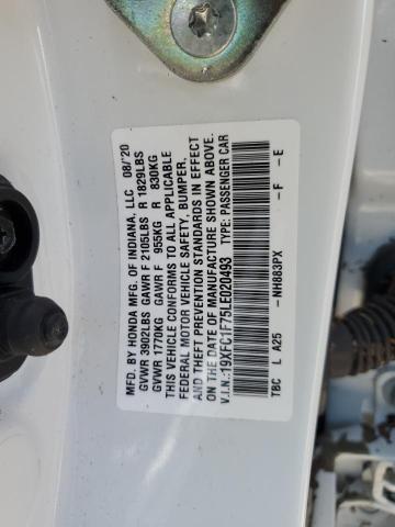 19XFC1F75LE020493 - 2020 HONDA CIVIC EXL თეთრი ფოტო 12