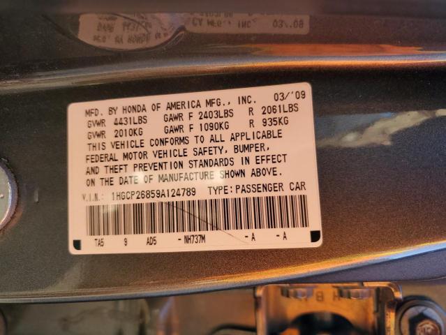 1HGCP26859A124789 - 2009 HONDA ACCORD EXL GRAY photo 12