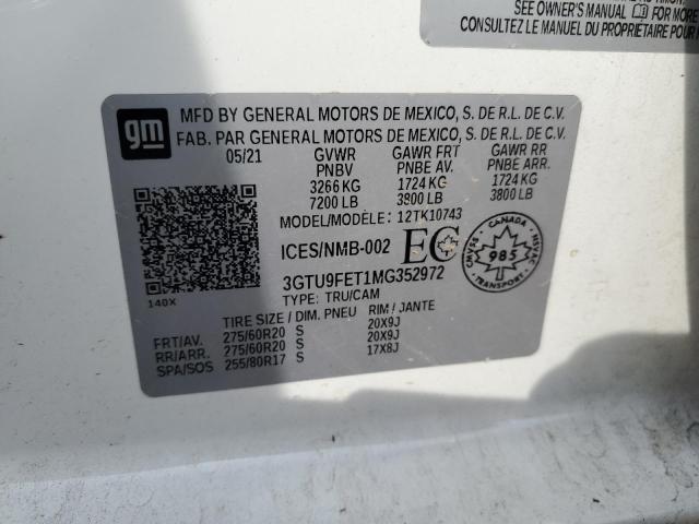 3GTU9FET1MG352972 - 2021 GMC SIERRA K1500 DENALI WHITE photo 13