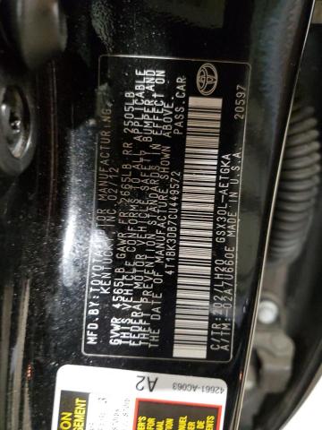 4T1BK3DB7CU449572 - 2012 TOYOTA AVALON BASE 黑色 照片 12