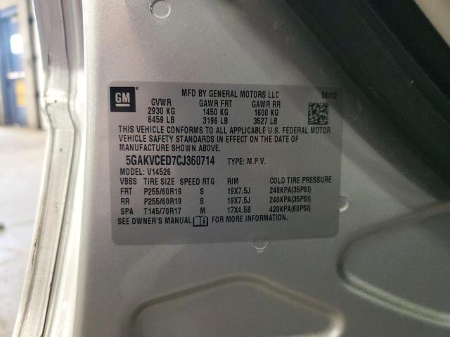 5GAKVCED7CJ360714 - 2012 BUICK ENCLAVE SILVER photo 14