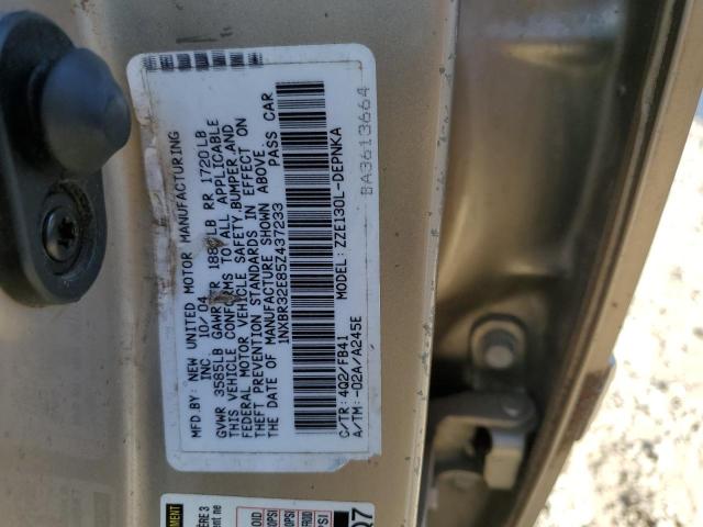 1NXBR32E85Z437233 - 2005 TOYOTA COROLLA CE TAN photo 12