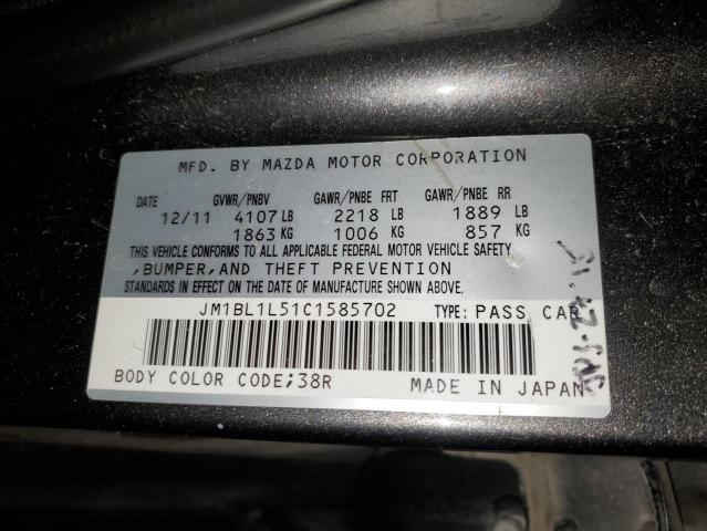 JM1BL1L51C1585702 - 2012 MAZDA 3 S GRAY photo 12