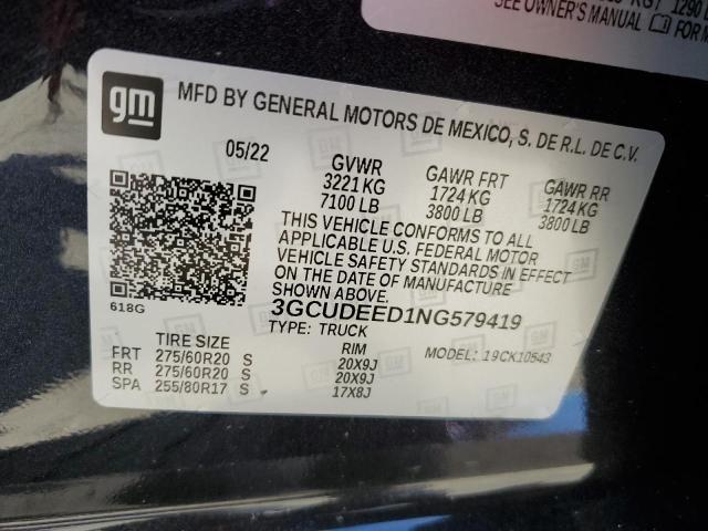 3GCUDEED1NG579419 - 2022 CHEVROLET SILV1500 2 K1500 RST GRAY photo 13