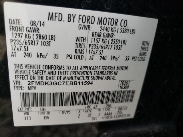 2FMDK3GC7EBB11594 - 2014 FORD EDGE SE BLACK photo 13