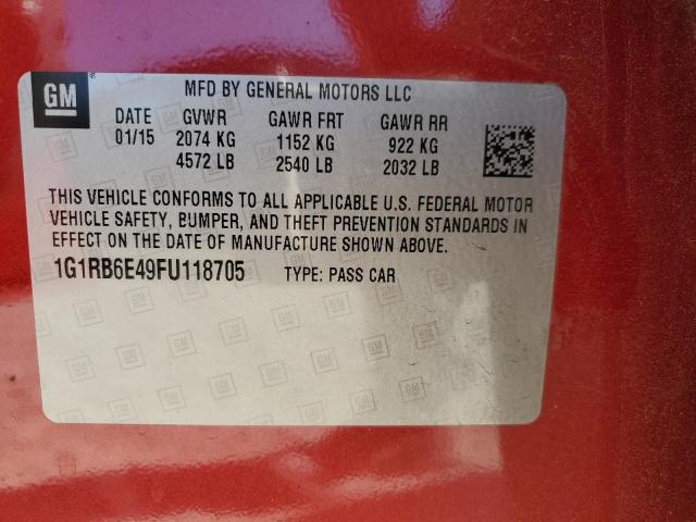 1G1RB6E49FU118705 - 2015 CHEVROLET VOLT RED photo 12