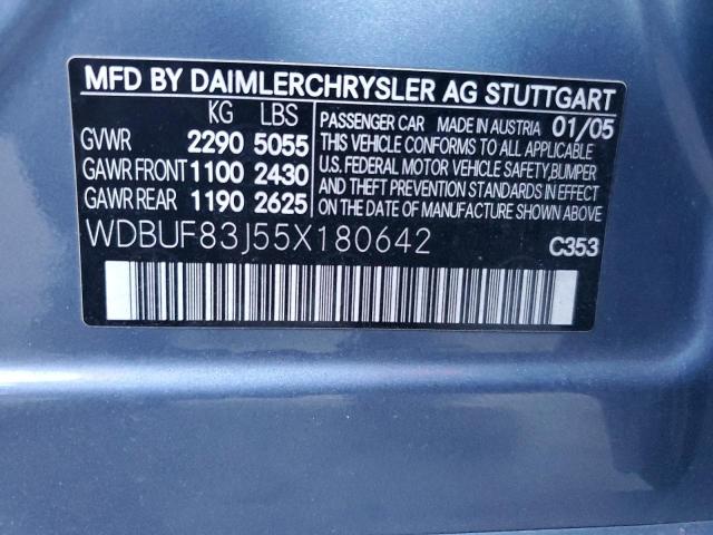 WDBUF83J55X180642 - 2005 MERCEDES-BENZ E 500 4MATIC BLUE photo 12