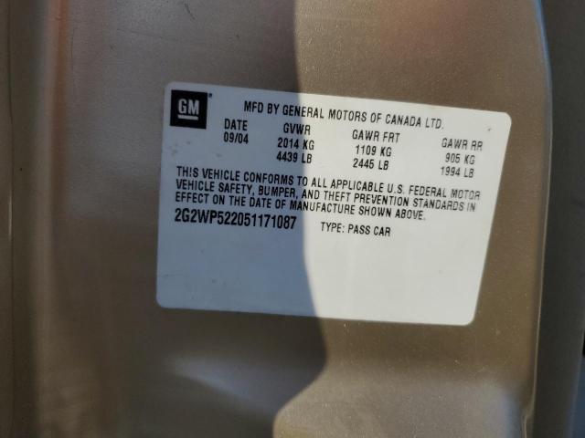 2G2WP522051171087 - 2005 PONTIAC GRAND PRIX 金色 照片 12