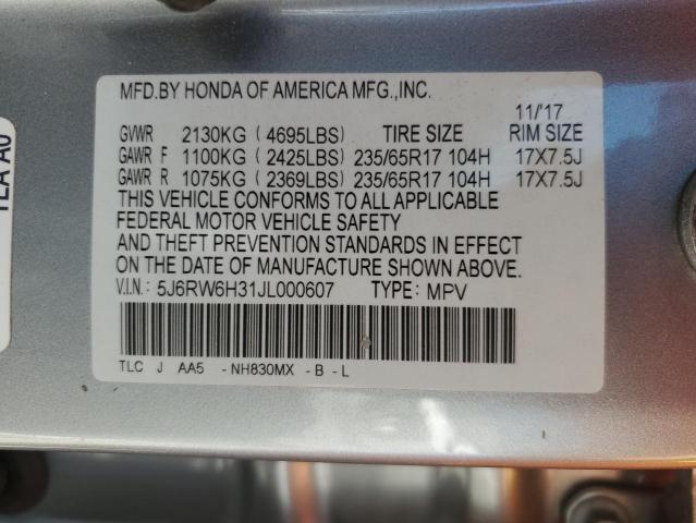 5J6RW6H31JL000607 - 2018 HONDA CR-V LX SILVER photo 14