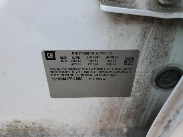 1G11C5SL2FF171850 - 2015 CHEVROLET MALIBU 1LT 白色 照片 12